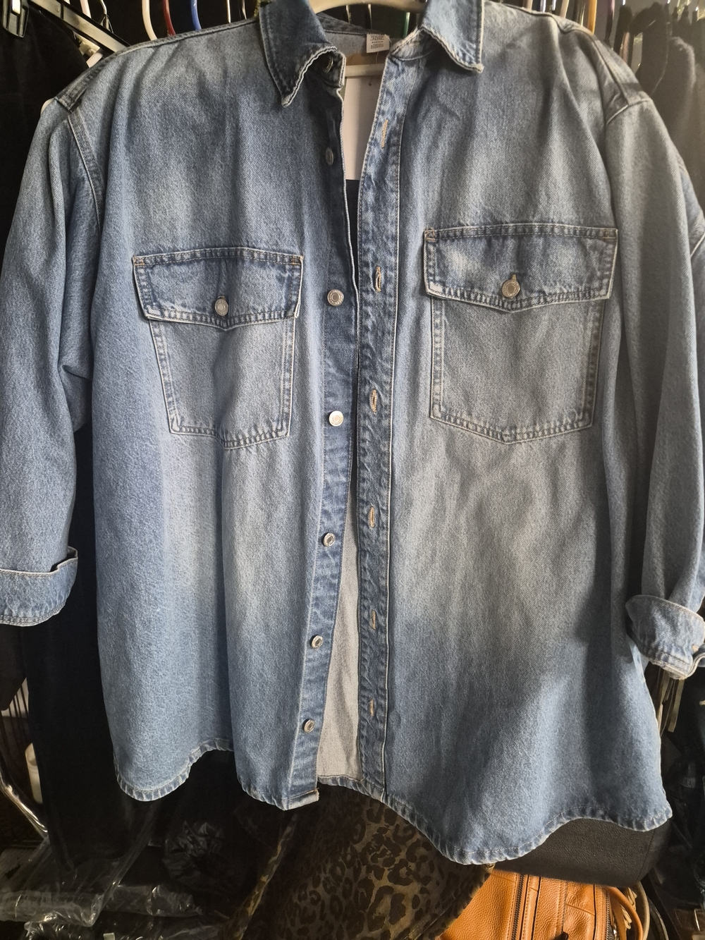 Men's H&M Light Blue Denim Button-Down Shirt